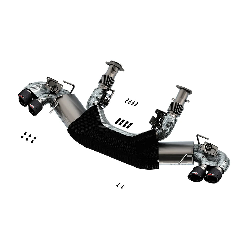 C8 Corvette Stingray Exhaust - Borla Atak Cat Back : Quad 4.0" Dual Rolled Angle Carbon Fiber Tips
