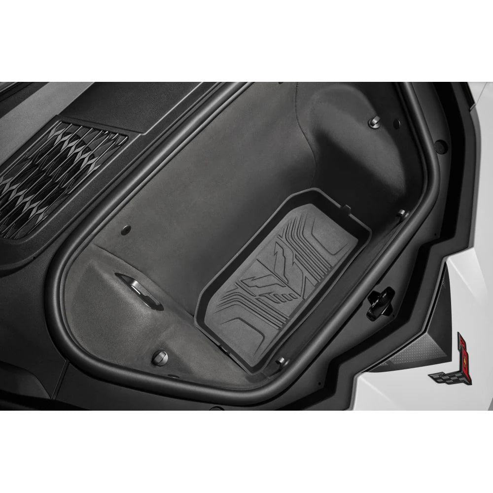 Corvette All Weather Cargo Liner Kit w/Crossed Flag Logos - Jet Black : C8 2020-2025 Coupe