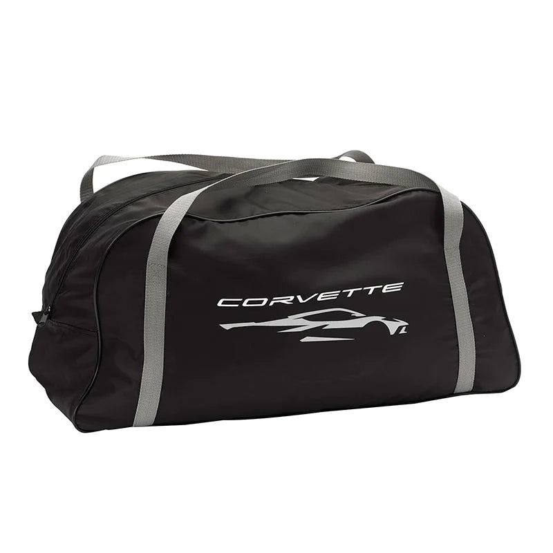 C8 GM Premium Indoor Car Cover Embossed Crossed Flags Logo : Black