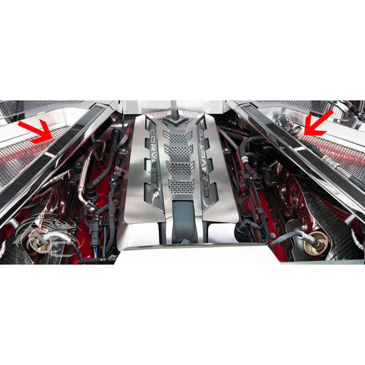 C8 Corvette - Rear Crossmember Covers w/Carbon Fiber Top Plate 2Pc : Stainless Steel