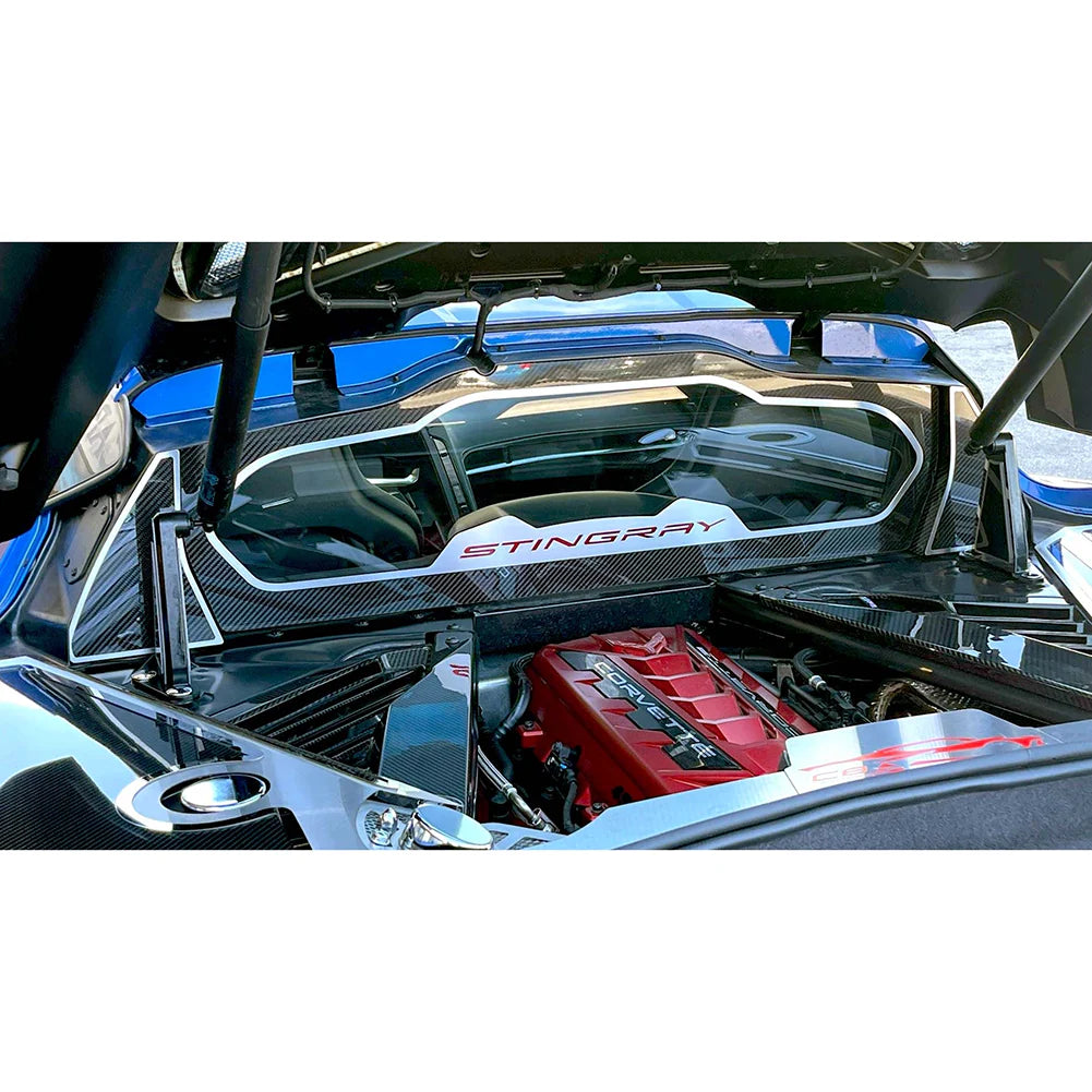 C8 Corvette Coupe Rear Window Trim 2Pc - Stainless Steel : Carbon Fiber / Brushed