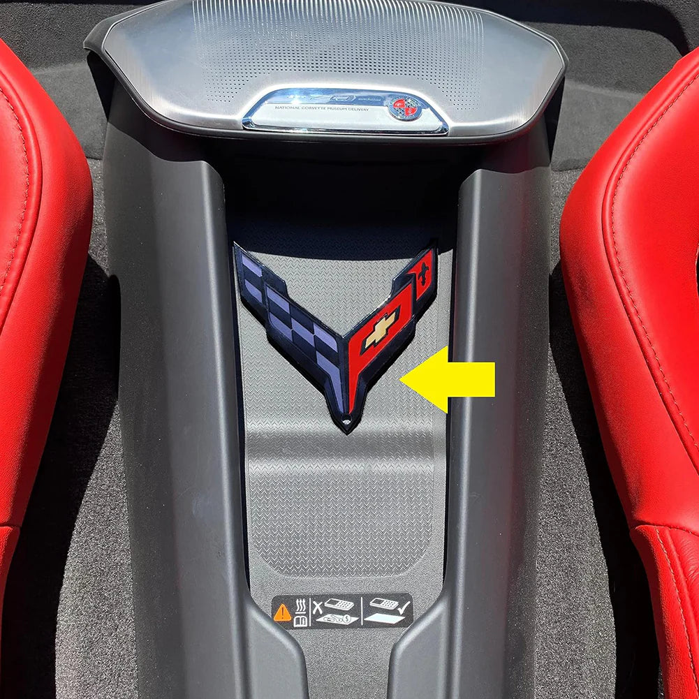 C8 Corvette Crossed Flag Waterfall Emblem 4.5" X 4.5" : Black