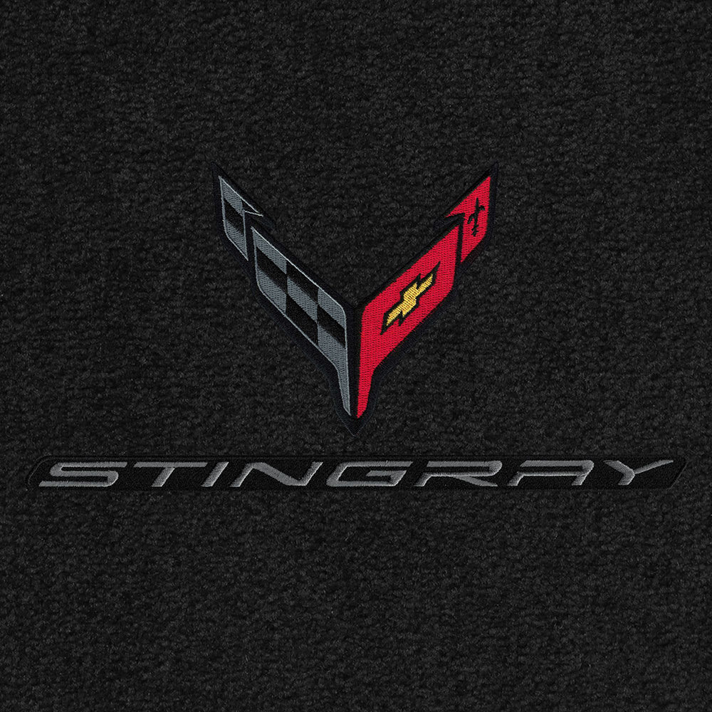 C8 Corvette Floor Mats - Lloyds Mats with C8 Crossed Flags & Stingray Script
