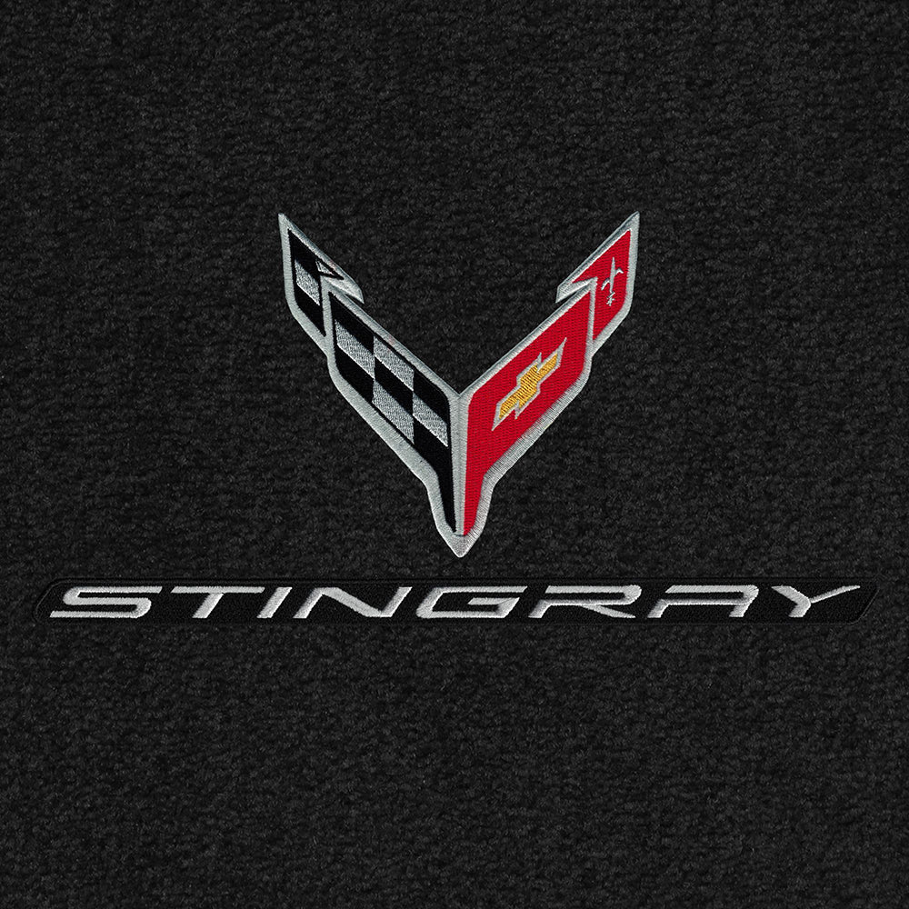 C8 Corvette Floor Mats - Lloyds Mats with C8 Crossed Flags & Stingray Script