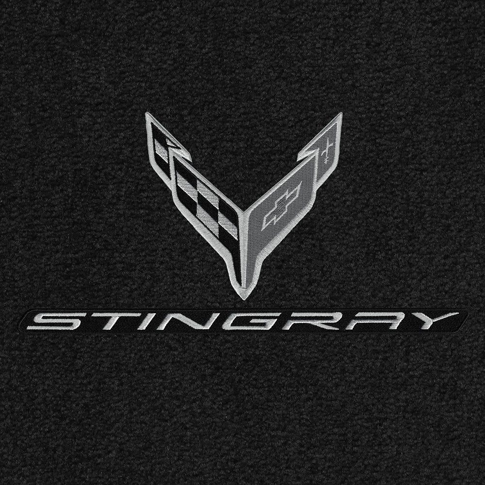 C8 Corvette Floor Mats - Lloyds Mats with C8 Crossed Flags & Stingray Script