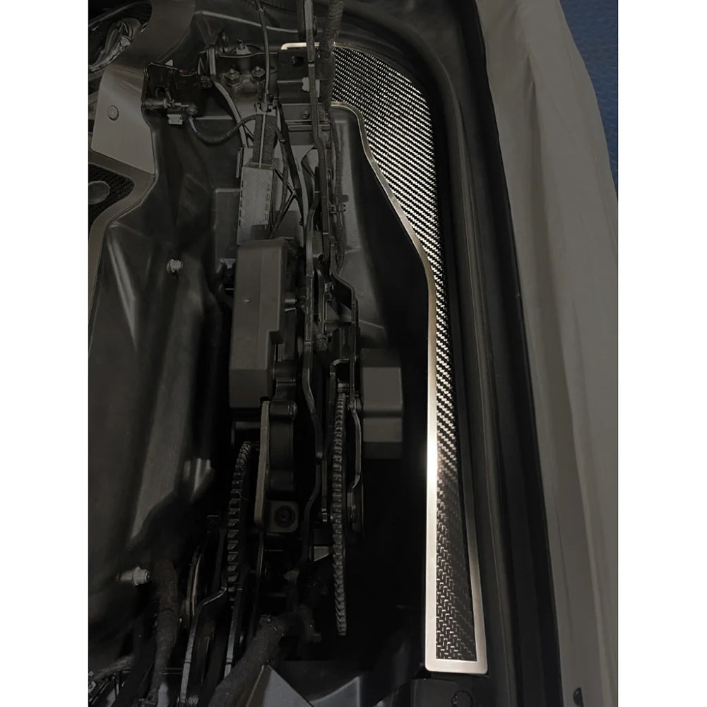 C8 Corvette HTC Hinge Dress Up Plates : Brushed Stainless w/ Carbon Fiber