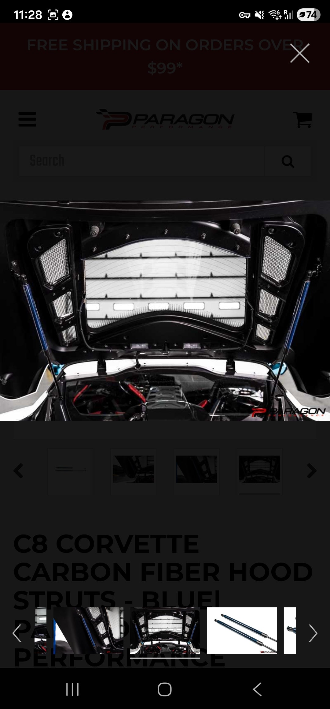 C8 Corvette Carbon Fiber Hood Struts - Blue| Paragon Performance