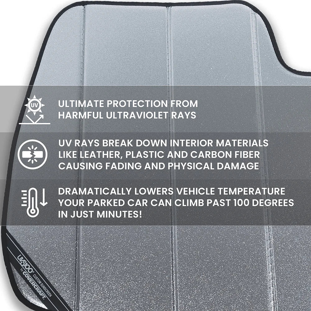 Corvette Logo Accordion Style Sunshade - Insulated Silver : C8 Stingray, Z51, Z06, E-Ray